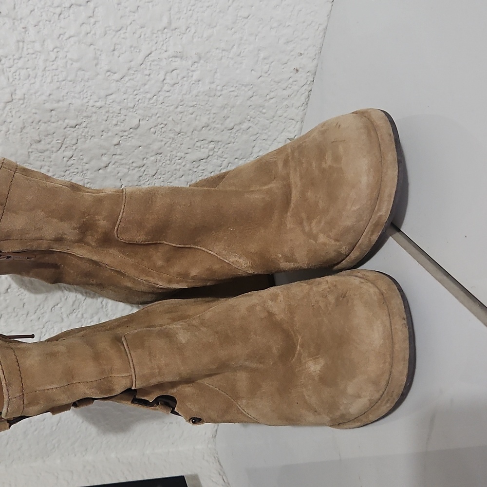 Free People Collections laced cutout suede leather ankle boots - Picture 4 of 8